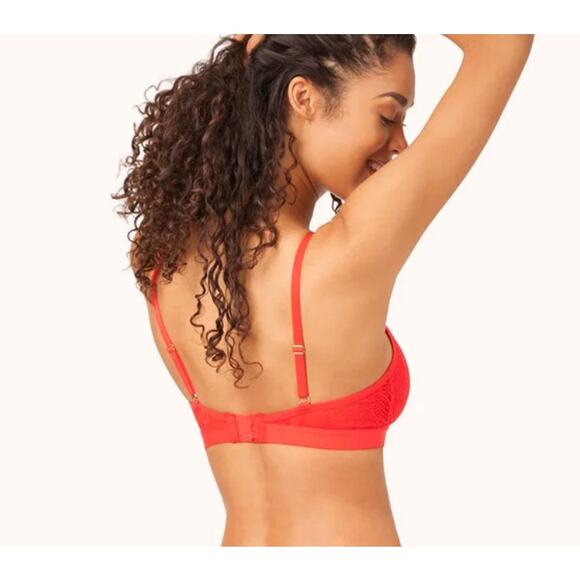 Lively Tomato Red Palm Lace Busty Bralette - Picture 4 of 5